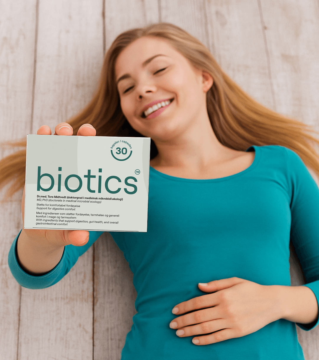 Kobieta z produktem Biotics
